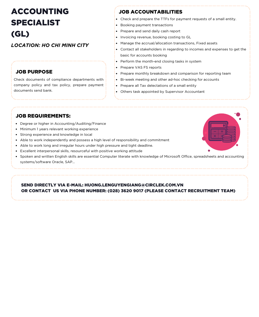 Accounting Specialist GL Circle K Việt NamCircle K Việt Nam Take it